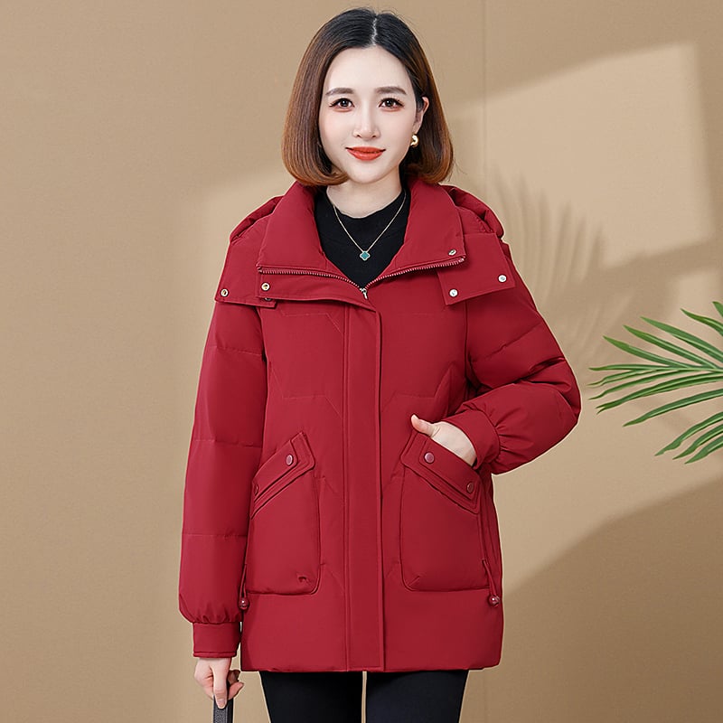 Női tollkabát kacsapúppal, 81–85% tolltartalom, vastag és meleg, gallér nélkül, cipzárral, pamut anyag, ősz 2025