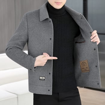 Muška jakna od guste vunene smjese, 50% vuna, poliester vlakno, Casual, ovratnik sakoi