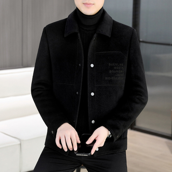 Muška jakna od guste vunene smjese, 50% vuna, poliester vlakno, Casual, ovratnik sakoi