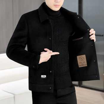 Muška jakna od guste vunene smjese, 50% vuna, poliester vlakno, Casual, ovratnik sakoi