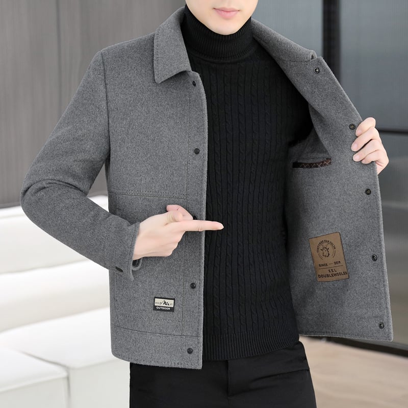 Muška jakna od guste vunene smjese, 50% vuna, poliester vlakno, Casual, ovratnik sakoi