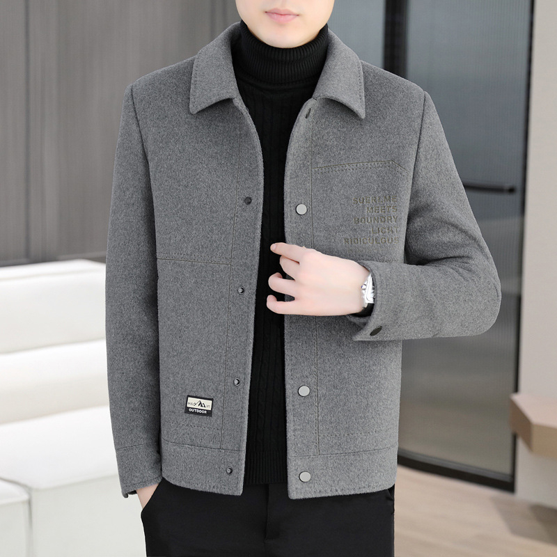 Muška jakna od guste vunene smjese, 50% vuna, poliester vlakno, Casual, ovratnik sakoi