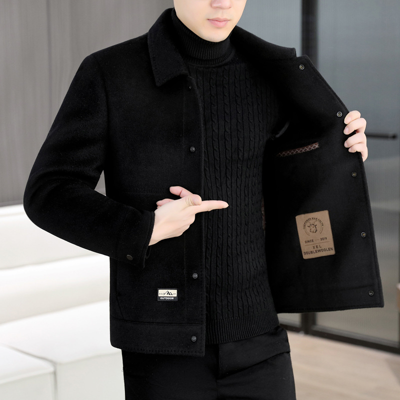 Muška jakna od guste vunene smjese, 50% vuna, poliester vlakno, Casual, ovratnik sakoi