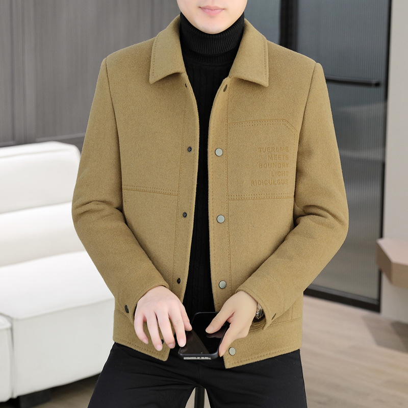 Muška jakna od guste vunene smjese, 50% vuna, poliester vlakno, Casual, ovratnik sakoi