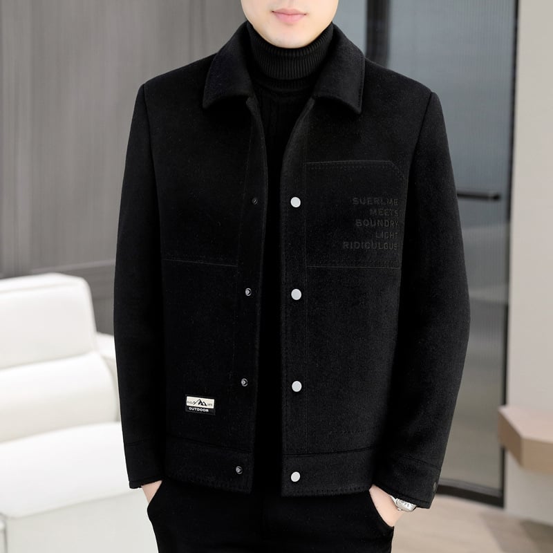 Muška jakna od guste vunene smjese, 50% vuna, poliester vlakno, Casual, ovratnik sakoi