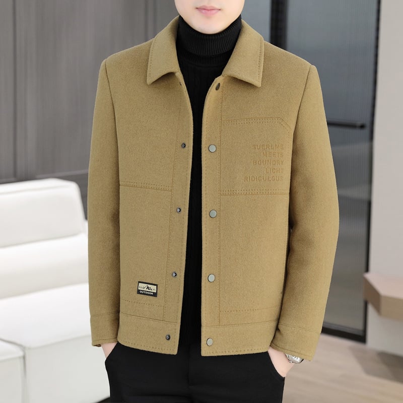 Muška jakna od guste vunene smjese, 50% vuna, poliester vlakno, Casual, ovratnik sakoi