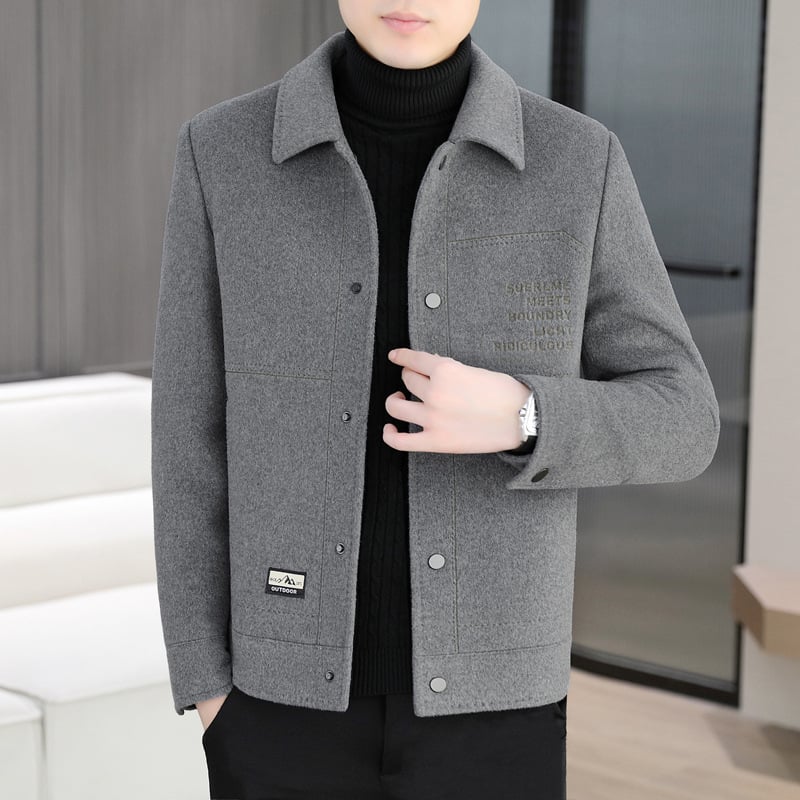 Muška jakna od guste vunene smjese, 50% vuna, poliester vlakno, Casual, ovratnik sakoi