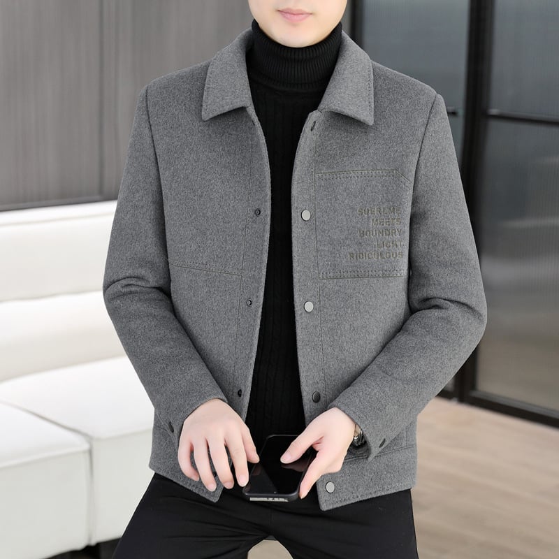 Muška jakna od guste vunene smjese, 50% vuna, poliester vlakno, Casual, ovratnik sakoi