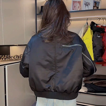 Ženska kratka quilted bomber jakna, proljeće-jesen 2025, mala veličina, dvostruki sloj izolacije