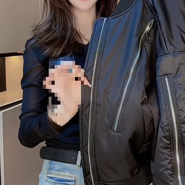 Ženska kratka quilted bomber jakna, proljeće-jesen 2025, mala veličina, dvostruki sloj izolacije