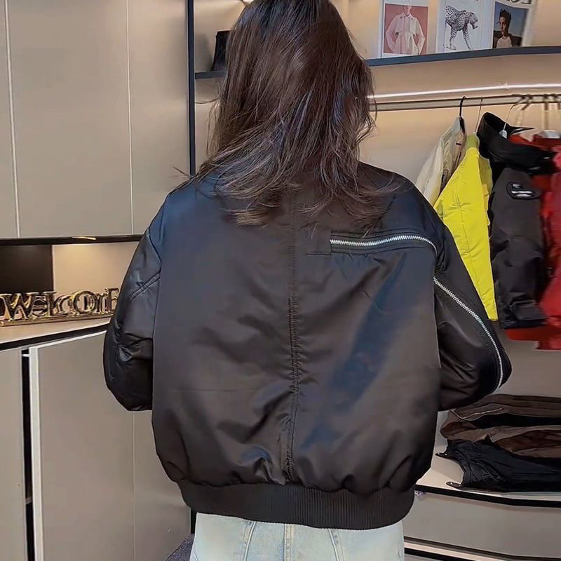 Ženska kratka quilted bomber jakna, proljeće-jesen 2025, mala veličina, dvostruki sloj izolacije