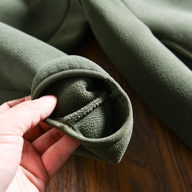 Muška dvostruka fleece jakna s kapuljačom i zipom, jednobojna, topla zimi