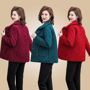 Дамско Corduroy палто с пълнеж от полиестер-памук, дебело топло зимно яке с ревери, свободен силует, дълги ръкави, закопчаване с катарами
