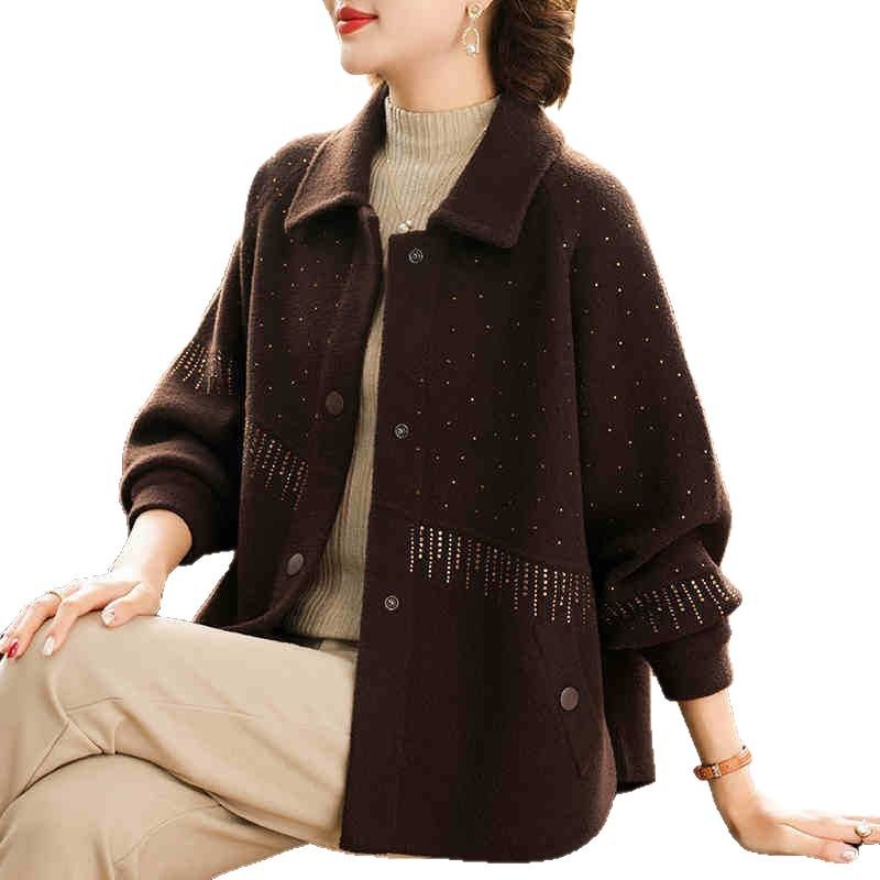 Mingxuan Chun vilnos-poliesterio derinio paltas, 2025 m. pavasaris, laisvalaikio stilius, trumpas paltas, ilgis 50–65 cm, 80–90% poliesterio