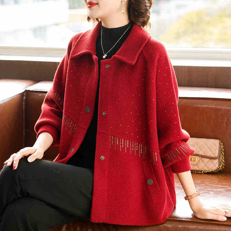 Mingxuan Chun vilnos-poliesterio derinio paltas, 2025 m. pavasaris, laisvalaikio stilius, trumpas paltas, ilgis 50–65 cm, 80–90% poliesterio