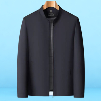 Sacou minimalist pentru bărbați, cu rever și fermoar, croială lejeră, poliester subțire, pentru primăvară-toamnă