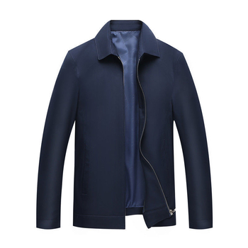 Sacou minimalist pentru bărbați, cu rever și fermoar, croială lejeră, poliester subțire, pentru primăvară-toamnă