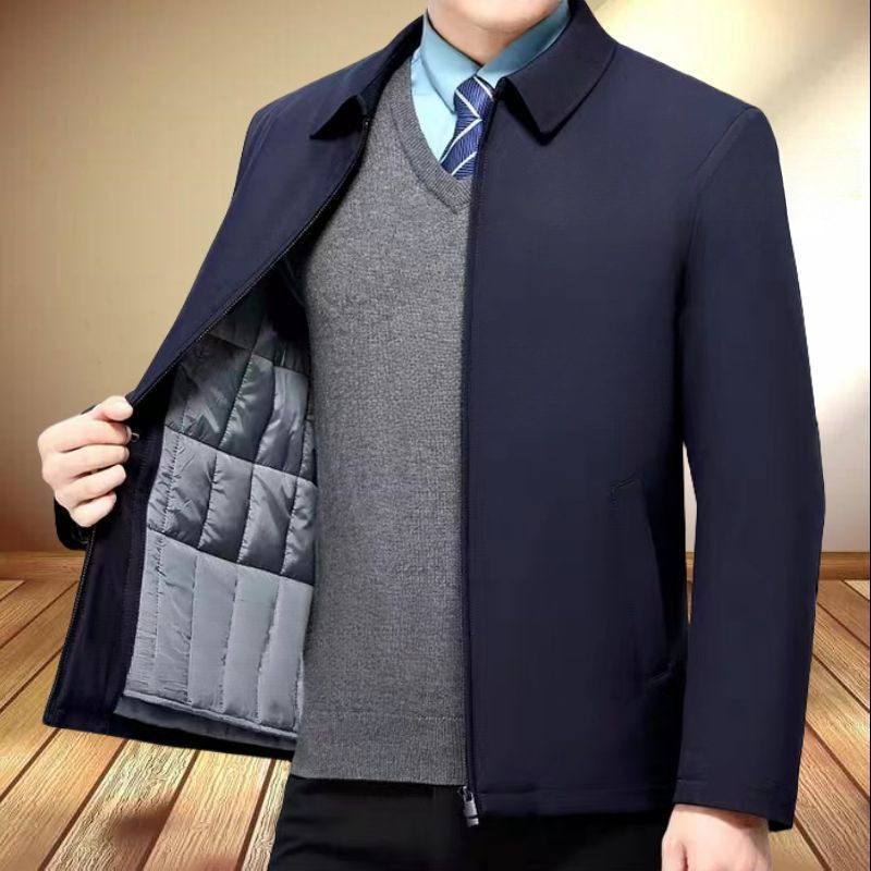 Palton de iarnă pentru bărbați, amestec fibre chimice, exterior poliester, căptușeală poliester, guler rever