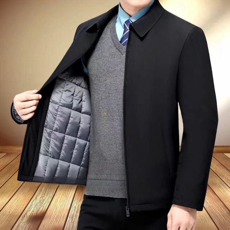 Palton de iarnă pentru bărbați, amestec fibre chimice, exterior poliester, căptușeală poliester, guler rever