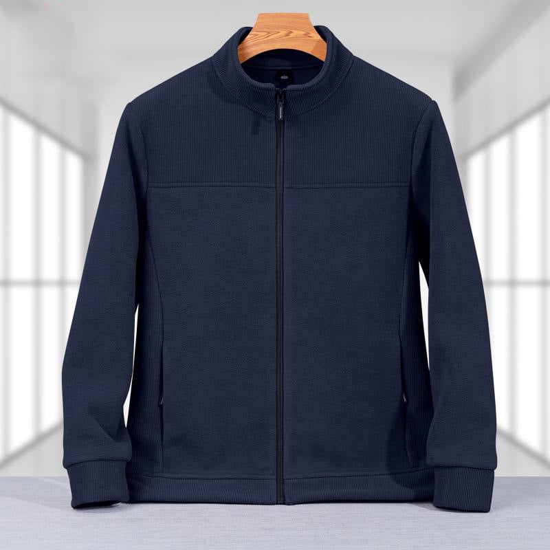 Geacă de bărbați cu guler înalt, fermoar, căptușeală fleece, rezistent la vânt, durabilă pentru toamnă