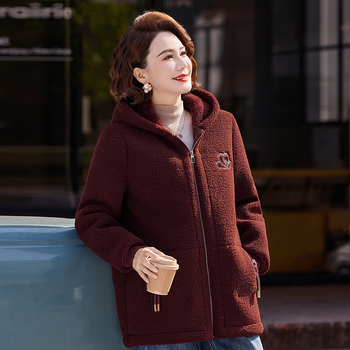 Зимно дамско яке с флисова подплата, дебела памучна изолация, поло яка, стандартна дължина, 90–95% полиестер, пълнеж от памук