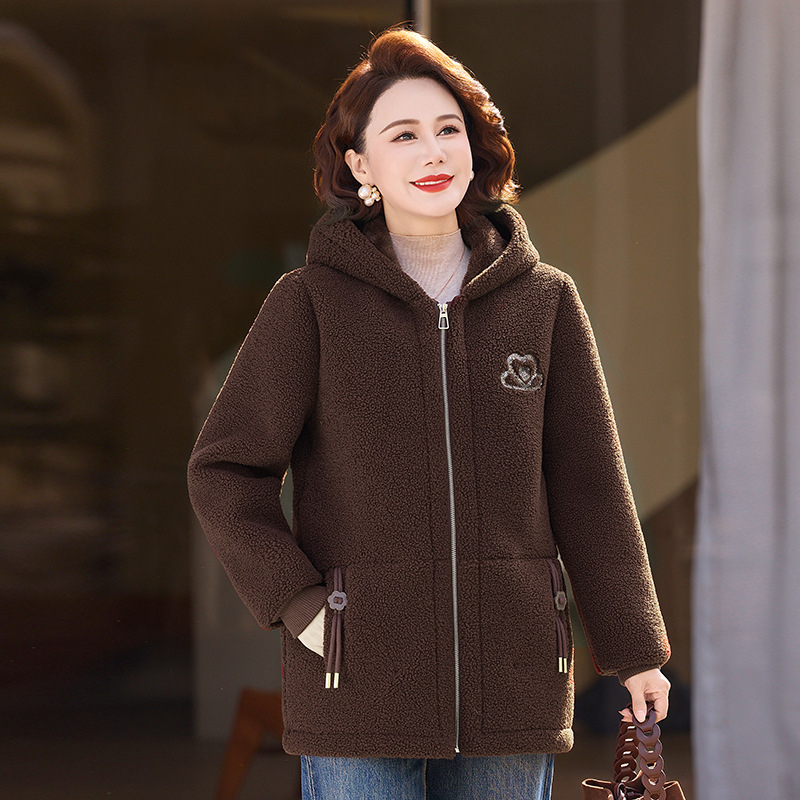 Зимно дамско яке с флисова подплата, дебела памучна изолация, поло яка, стандартна дължина, 90–95% полиестер, пълнеж от памук