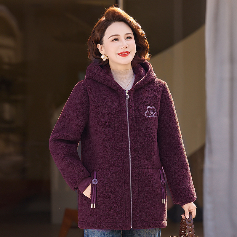 Зимно дамско яке с флисова подплата, дебела памучна изолация, поло яка, стандартна дължина, 90–95% полиестер, пълнеж от памук