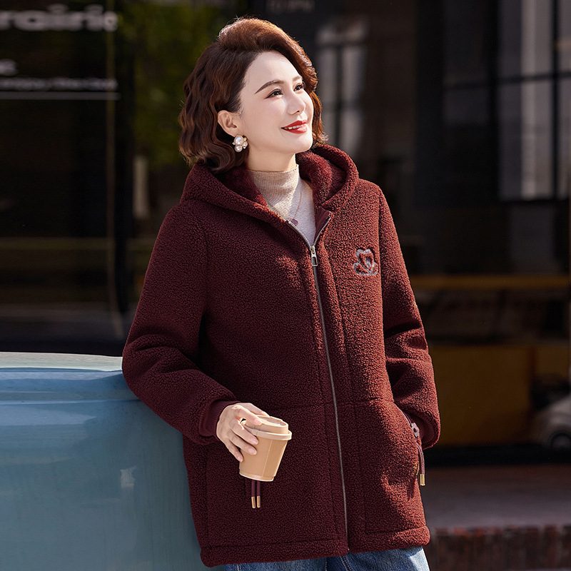 Зимно дамско яке с флисова подплата, дебела памучна изолация, поло яка, стандартна дължина, 90–95% полиестер, пълнеж от памук