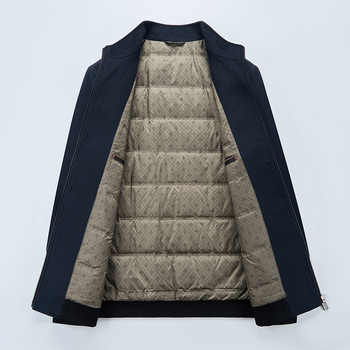 Jachetă din lână cu guler înălțat, căptușire poliester, închidere cu fermoar, grosime pentru iarnă