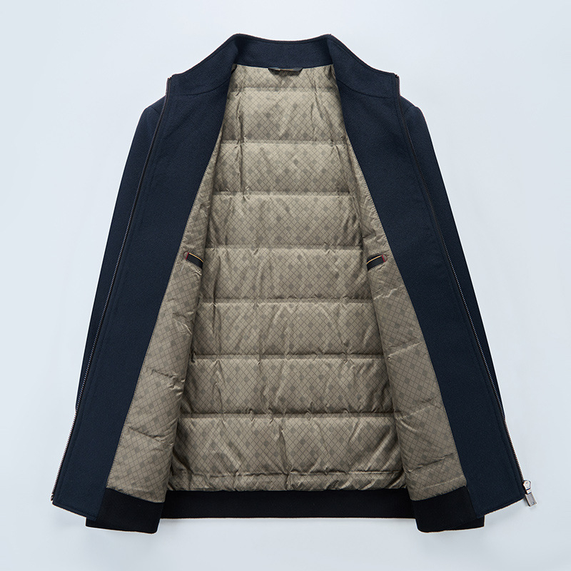 Jachetă din lână cu guler înălțat, căptușire poliester, închidere cu fermoar, grosime pentru iarnă