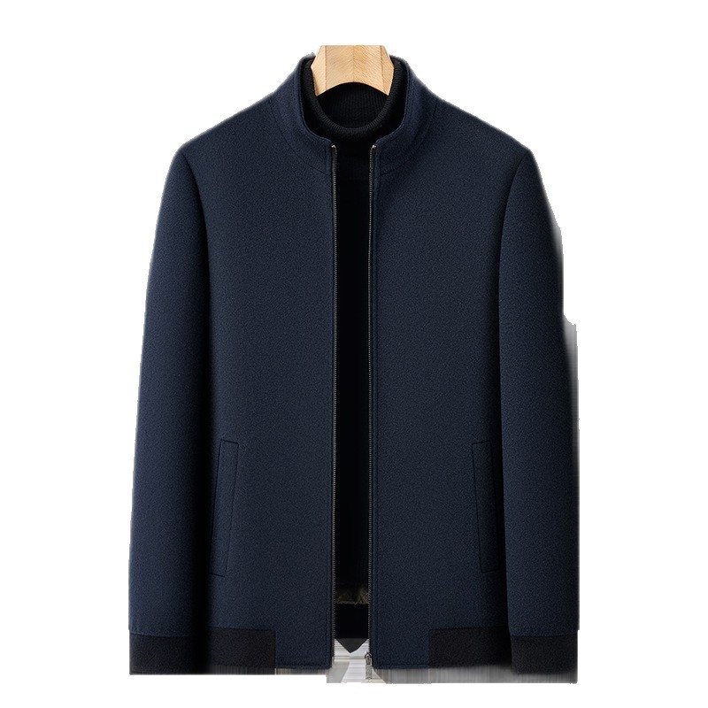 Jachetă din lână cu guler înălțat, căptușire poliester, închidere cu fermoar, grosime pentru iarnă