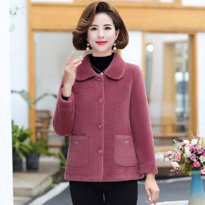 Umjetni kaput od umjetne ovčje kože, zapadni stil, dugi rukavi, rever gol, poliester tkanina, duljina 50–65 cm