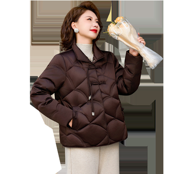 Geacă de iarnă pentru femei, stil chinezesc, cu glugă, grosime medie, umplutură din puf de rață alb, conținut puf 96%+, material microfibră