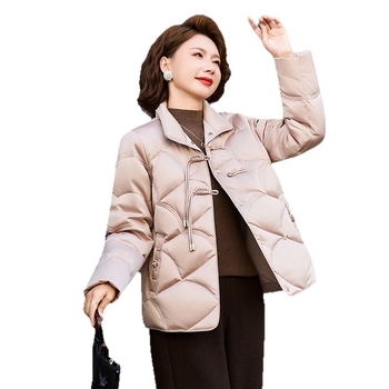 Geacă de iarnă pentru femei, stil chinezesc, cu glugă, grosime medie, umplutură din puf de rață alb, conținut puf 96%+, material microfibră