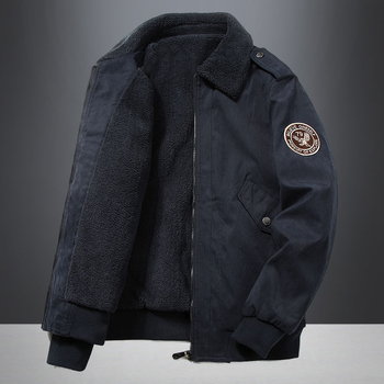 Férfi corduroy kabát nyúl szőrme bélésével, kapucnival, szélálló, vastag téli viselet