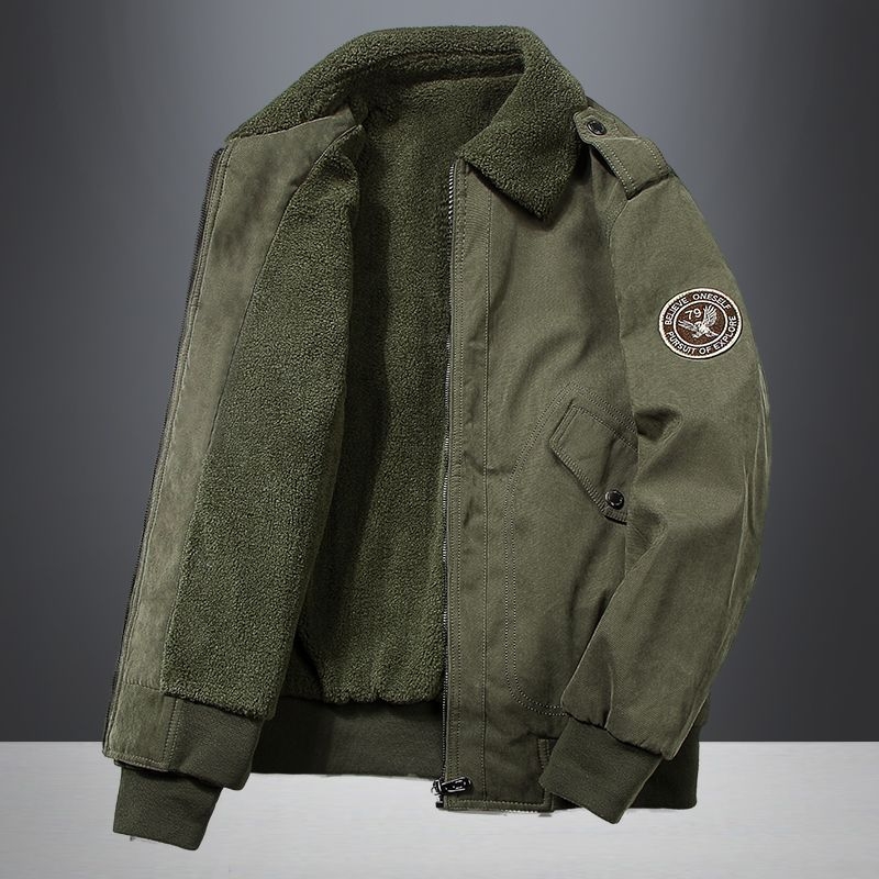 Férfi corduroy kabát nyúl szőrme bélésével, kapucnival, szélálló, vastag téli viselet