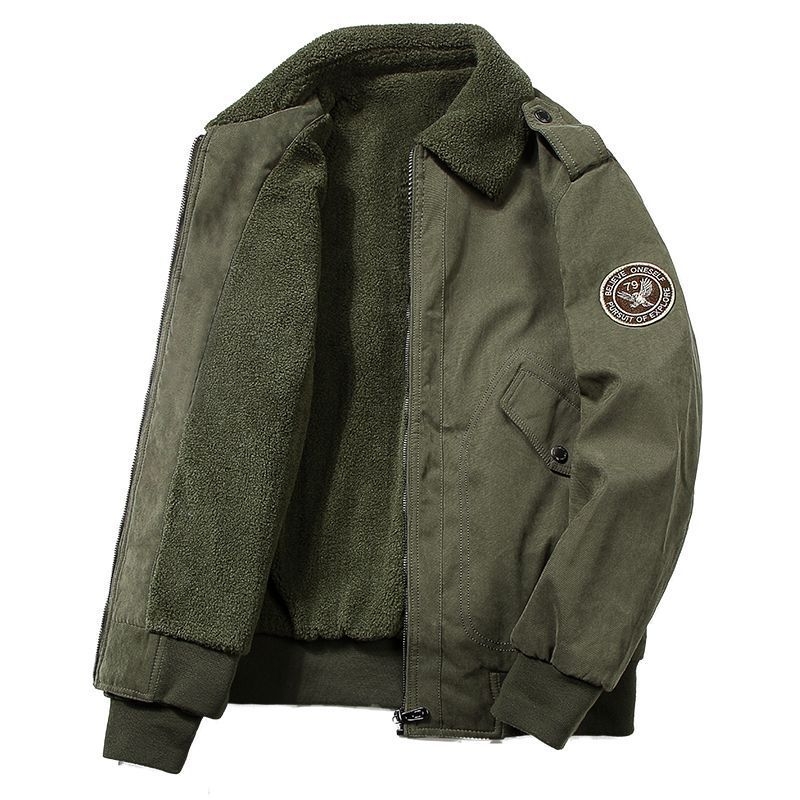 Férfi corduroy kabát nyúl szőrme bélésével, kapucnival, szélálló, vastag téli viselet