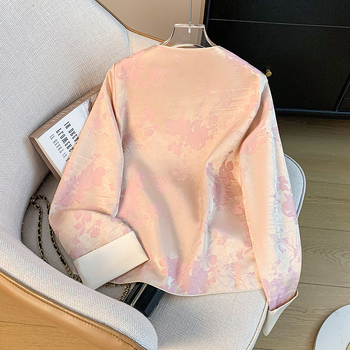 Elise šilko arbatinis švarkas, Mulberry šilkas 70–80%, poliesteris ≤30%, žakardas, V kaklas