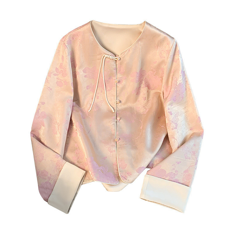 Elise šilko arbatinis švarkas, Mulberry šilkas 70–80%, poliesteris ≤30%, žakardas, V kaklas