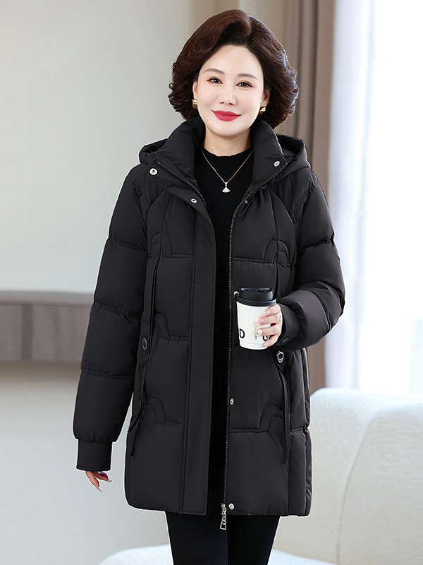 Ženska zimska jakna srednje duljine, punilo poliester, Chenille tkanina, polo ovratnik, zatvarač