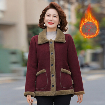 Stilinga žieminė moterų striukė vidutinio amžiaus – elegantiškas kasdienis stilius, patchwork detalės, pagrindinis audinys 95%+, antrasis ≤30%, ilgis 50–65 cm