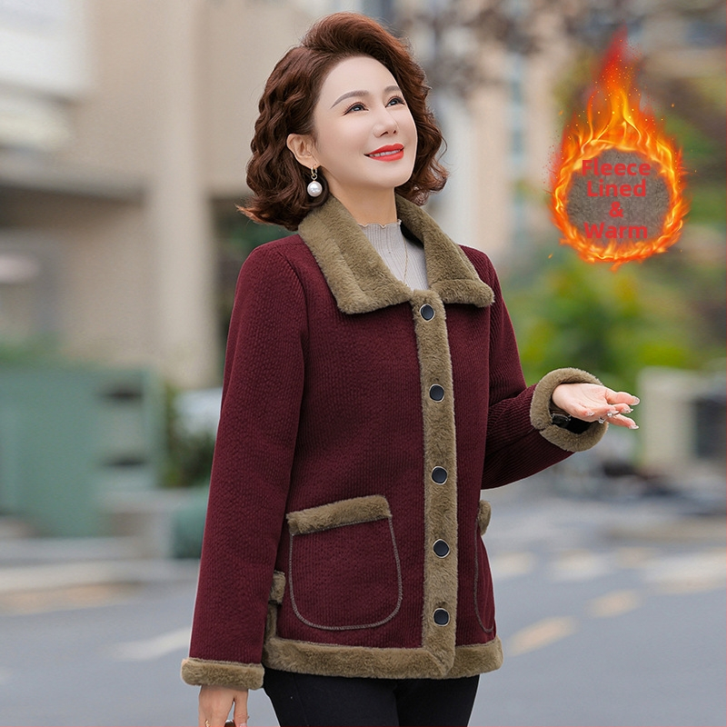 Stilinga žieminė moterų striukė vidutinio amžiaus – elegantiškas kasdienis stilius, patchwork detalės, pagrindinis audinys 95%+, antrasis ≤30%, ilgis 50–65 cm