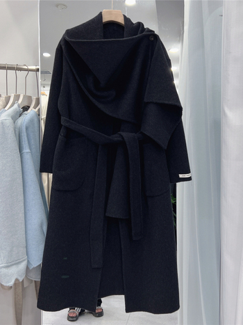 Ženski kaput od ovčje vune, slobodan kroj, dugačak kroj, japansko-korejski stil
