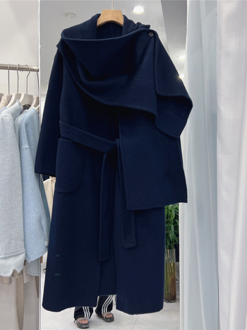 Ženski kaput od ovčje vune, slobodan kroj, dugačak kroj, japansko-korejski stil