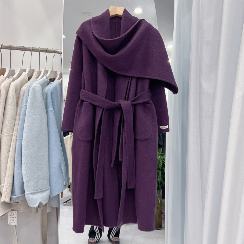 Ženski kaput od ovčje vune, slobodan kroj, dugačak kroj, japansko-korejski stil