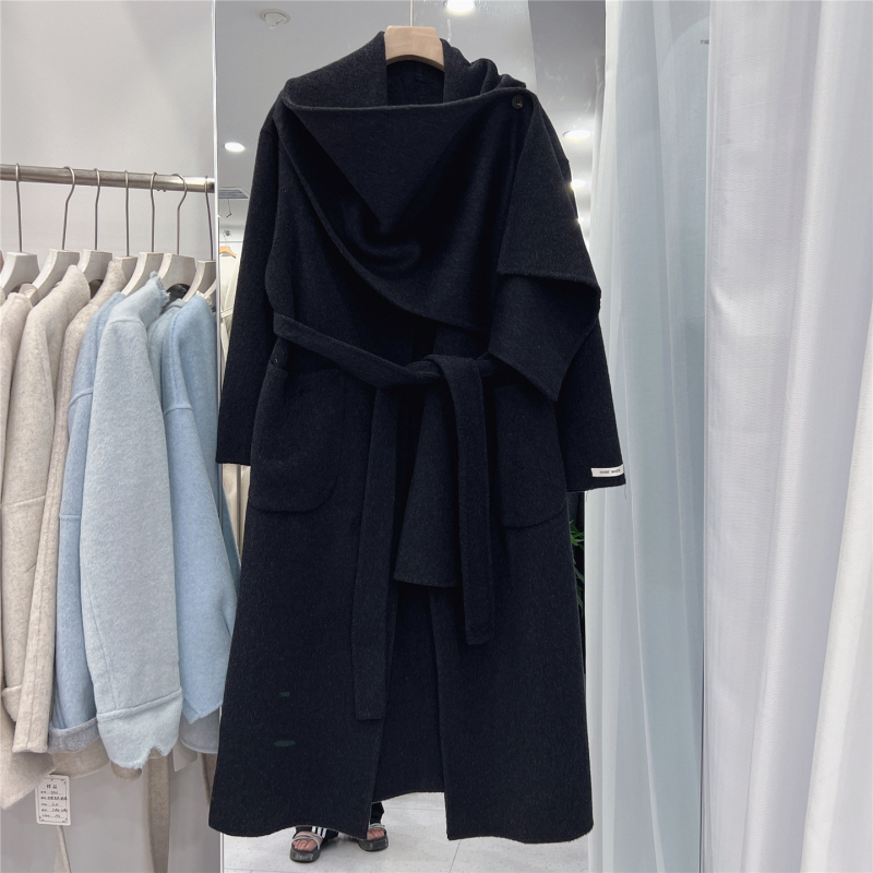 Ženski kaput od ovčje vune, slobodan kroj, dugačak kroj, japansko-korejski stil