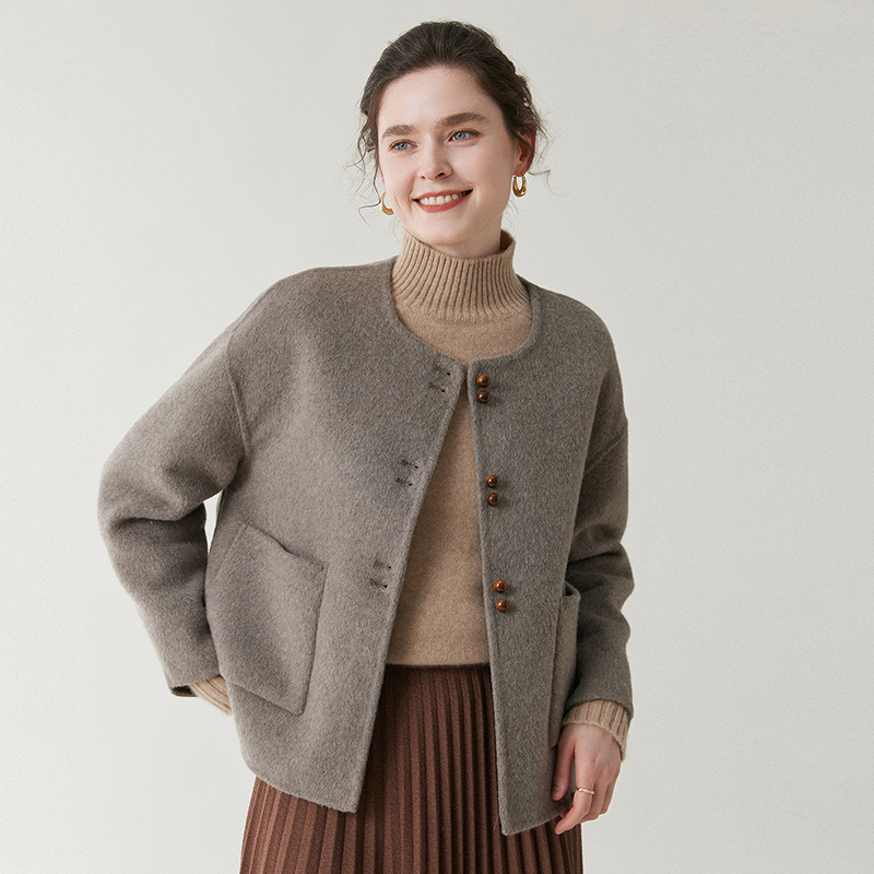 Ženski dvostrani vuneni kaput, kratka verzija, bez kašmira, 95% vuna, Chanel stil, pogodan za sitnu figuru