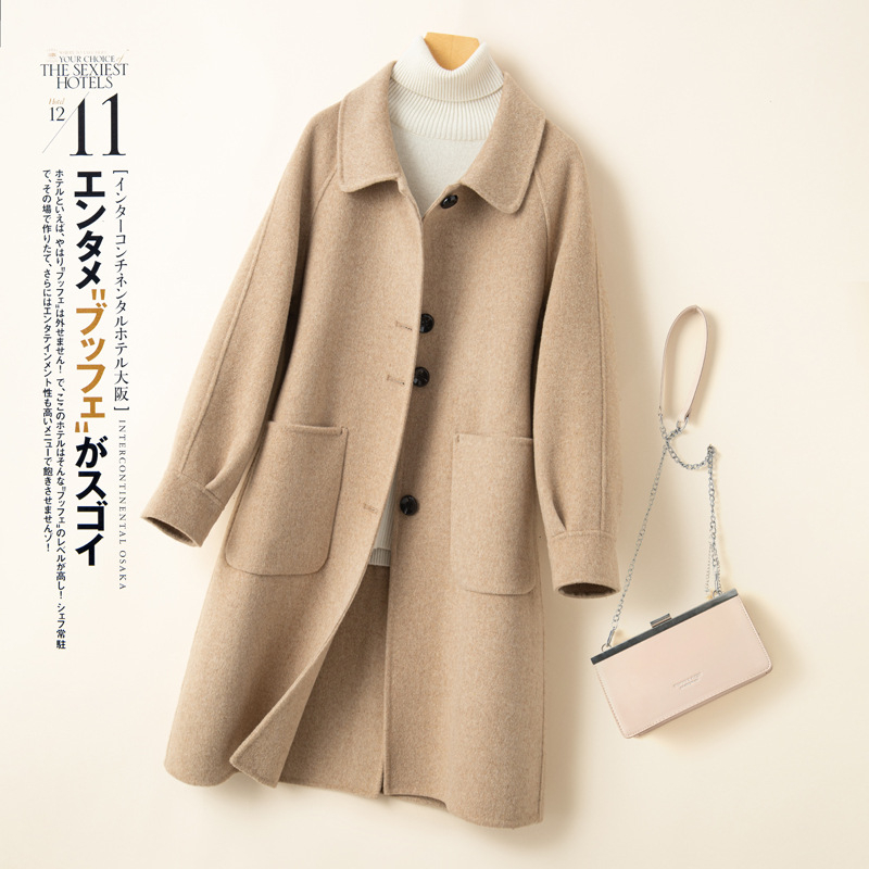 Ženski vuneni kaput, dugog kroja, s jednim redom gumba, ravni stil, 95% vuna, gradski stil, jesen 2025