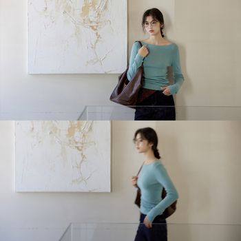 Francuski stil: elegantna vunena pletena bluza s lodičastim izrezom, dugih rukava, ženski jesenski komad