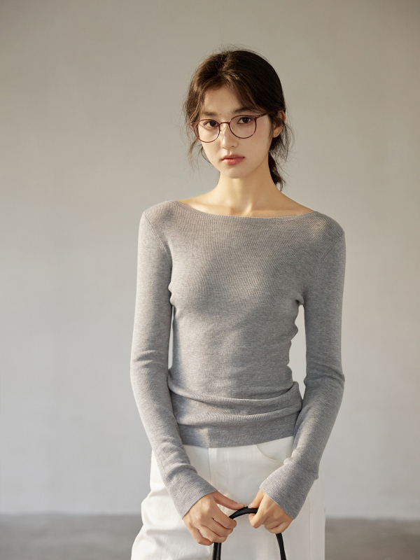 Francuski stil: elegantna vunena pletena bluza s lodičastim izrezom, dugih rukava, ženski jesenski komad